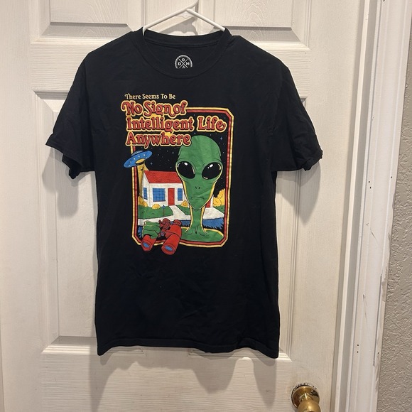 Dom Other - DOM Mens Alien Graphic T-Shirt Black No Sign of Intelligent Life Anywhere Size M